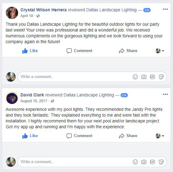 Testimonials Reviews Dallas Landscape Lighting Dallas Landscape Lighting Facebook Reviews 1