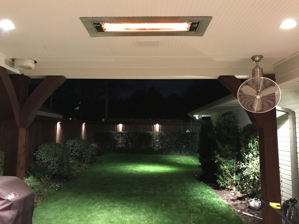 outdoor heater installed by dallas landscape lighting